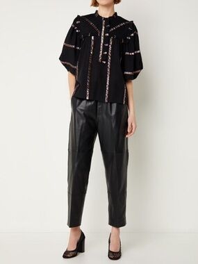 NWT Munthe Calm Peasant Metallic Stripe Whimsical Celestial Blouse Size Small